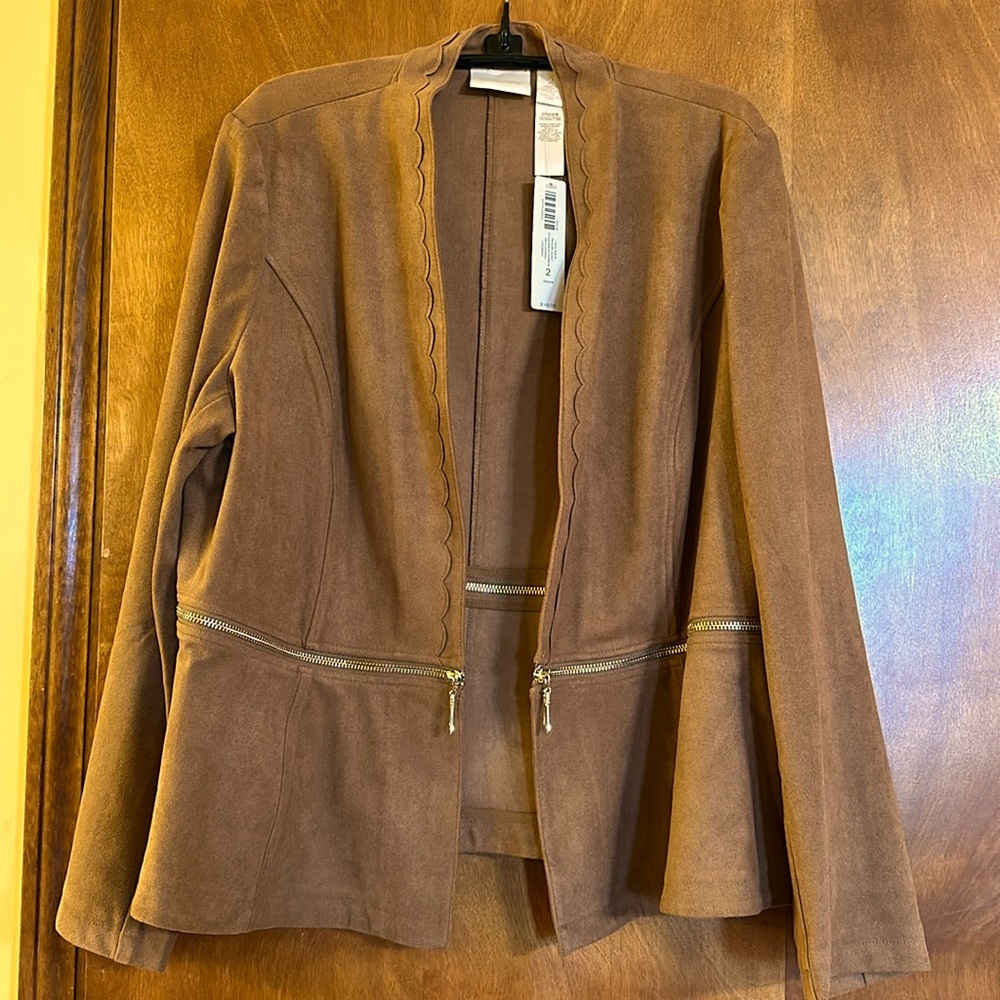 Chico’s Faux Suede Peplum Leather Jacket - Size 2